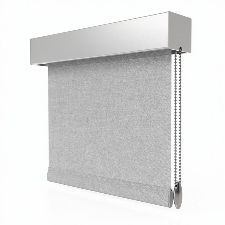 Close-up of a solar roller shade in a modern mounting bracket